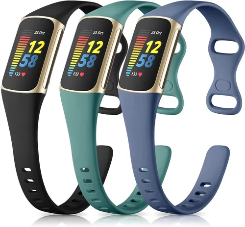 Vista 12 de Maledan Compatible con bandas Fitbit Charge 5 para mujeres y hombres, correa delgada transpirable de silicona suave para deportes, accesorios