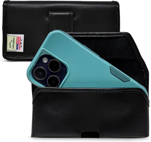 Vista 20 de Turtleback Soporte para cinturón para iPhone 16 Pro, 16e, 15 Pro 14 Pro 13 Pro - Pequeño - Se adapta con fundas delgadas estilo MagSafe, cuero negro