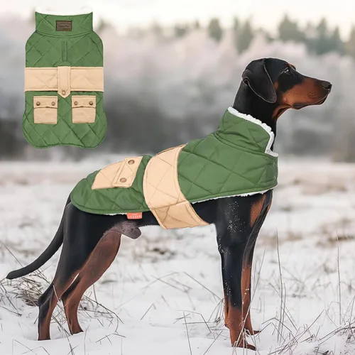 Vista 25 de KYEESE - Abrigo para perro suave, suéter para mascotas para clima frío, chaqueta impermeable para perros con forro de felpa, abrigo cálido