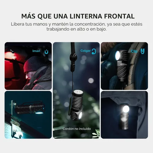 Vista 6 de OLIGHT Perun 3 mini linterna frontal LED de 1250 lúmenes, linterna frontal recargable con opción de luz roja, perfecta para trabajar, senderismo