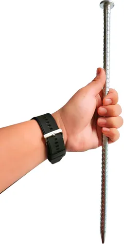 Vista 6 de Estacas de metal de 16 pulgadas para asfalto de 1/2 pulgada de diámetro, 6 estacas de tierra resistentes para golpes de velocidad, soporte de barra