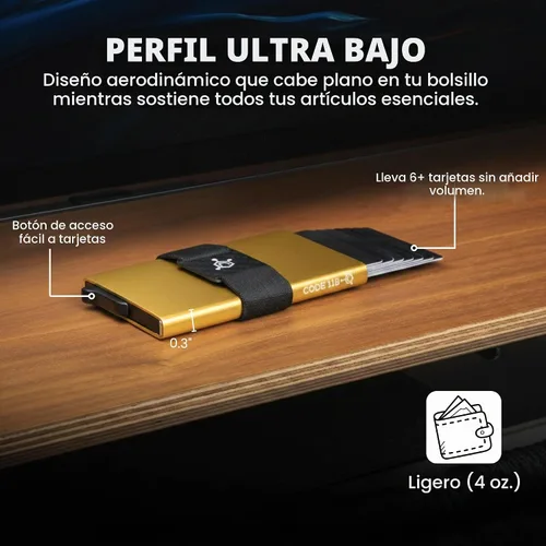 Vista 5 de CODE 118 Billetera – Billetera inteligente automática premium, bloqueo RFID, billetera de metal minimalista emergente para hombres, aluminio de 24K