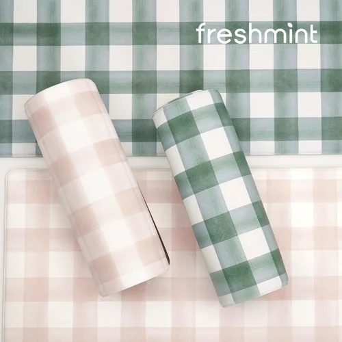 Vista 8 de FRESHMINT Juego de 2 piezas de alfombrillas de cocina estilo granja moderna con cuadros antifatiga para piso, impermeables y antideslizantes Beige