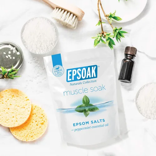 Vista 7 de Epsoak Muscle Soak - Bolsa de sal de Epsom resellable con aroma a menta de 2 libras, fabricada en los Estados Unidos, certificado libre de crueldad