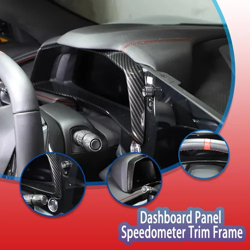Vista 3 de Sekhyna Marco de panel de tablero compatible con Corvette C8 Stingray 2020-2023 ABS 1 pieza de accesorios de marco de velocímetro electrónico