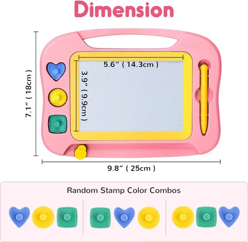 Vista 5 de SGILE Tablero magnético de dibujo para niños, juguetes para niños pequeños de 1, 2, 3, 4 años, bloc de bocetos y bocetos con 4 sellos, juguetes