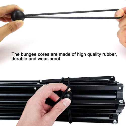 Vista 4 de 24 cuerdas elásticas de bola resistentes de 4 pulgadas y 6 pulgadas, cuerda de amarre para toldo, color negro