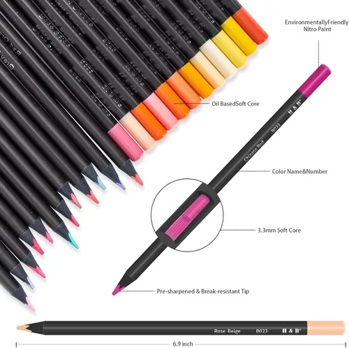 Vista 7 de H & B Juego de 72 lápices de colores para adultos con libro para colorear