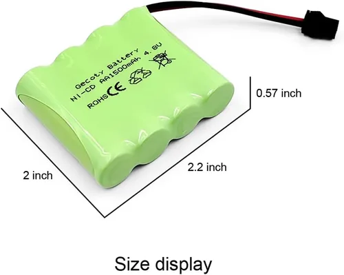 Vista 5 de Batería RC de 4.8 V, paquete de 2 baterías recargables de Ni-Cd de 1500 mAh de 4 celdas AA con enchufe SM 2P para auto a control remoto, camión