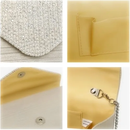 Vista 5 de Dasein Bolso de mano con satén satinado para mujer, tipo embrague, para noche, bandolera, bolsos, fiesta, graduación, boda, sobre