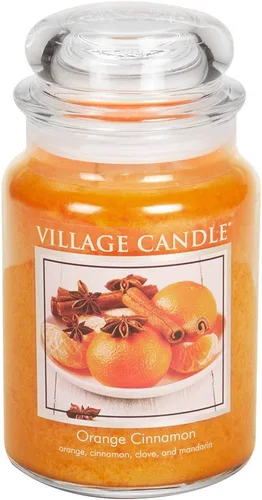 Vista 2 de Village Candle Vela perfumada en tarro grande de boticario de naranja y canela, 21.25 onzas, 21 onzas y manzana de vainilla especiada, vela