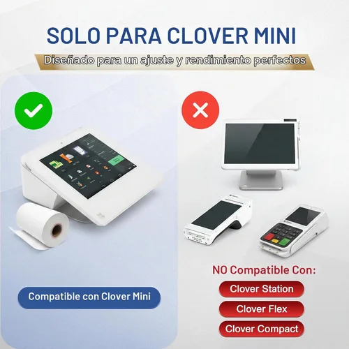 Vista 3 de Papel de recibo para impresora térmica móvil Clover Mini y Clover 2 1/4 x 80 (10 rollos)