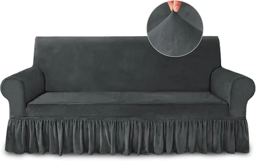Vista 75 de NICEEC Funda para sofá biplaza, súper suave, 1 pieza, color rojo vino, elástica, universal, de elastano, para sala de estar, fácil ajuste, lavable