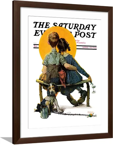 Vista 13 de ART.COM Norman Rockwell - Cubierta para poste de pared con estampado giclée Little Spooners or Sunset Saturday Evening Post, 24 de abril de 1926