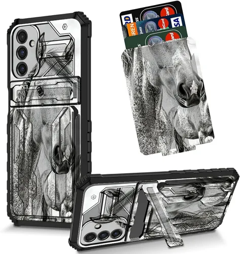 Vista 66 de Funda para Galaxy S21 FE 5G 2022 con soporte, funda de doble capa de policarbonato duro de TPU suave, estampado de vaca, estampado animal