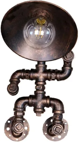 Vista 8 de LITFAD Luces de pared de estilo industrial, aplique de pared de forma única, lámpara de pared retro de metal óxido, lámpara de pared de pared