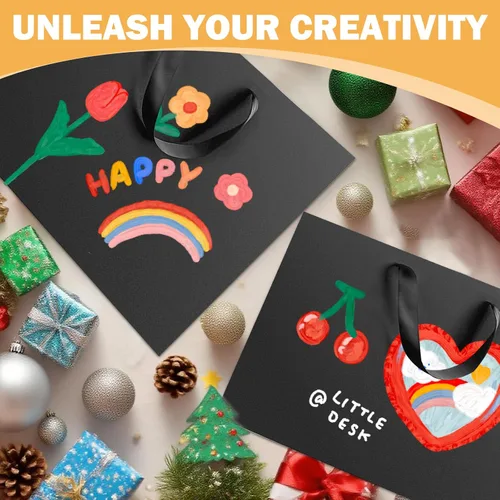 Vista 6 de Paquete de 4 bolsas de regalo negras extra grandes, bolsas de regalo grandes con papel de seda, 16 x 6 x 12 pulgadas, bolsas de regalo para pequeñas