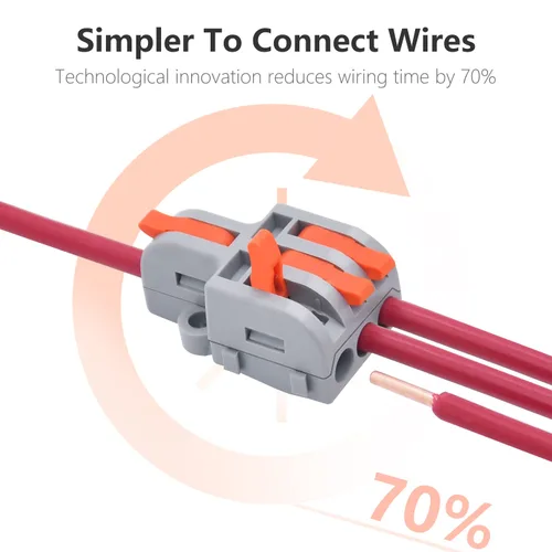 Vista 3 de 62 conectores de cable de palanca, mini conectores eléctricos compactos para bricolaje, kit surtido para conexión rápida 24-12 AWG