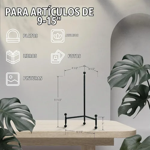 Vista 4 de Decorativo Placa De Trípode y el arte Soporte caballete acabado en negro – 11 pulgadas de altura