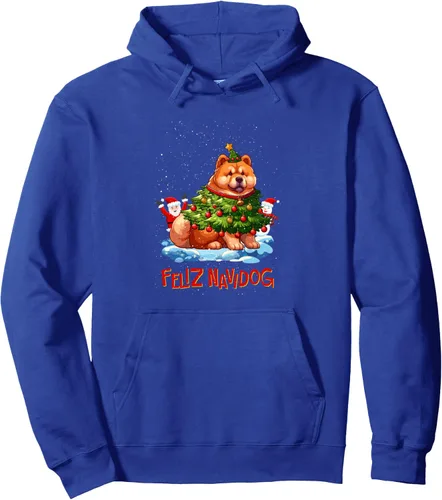 Vista 4 de Chow Chow Merry Christmas Tree Lights Dog X-Mas Dogs Pullover Hoodie