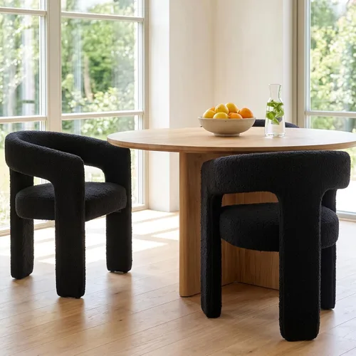 Vista 20 de Silla de Comedor Moderna de Chenille Tipo Barril Tapizada en Tela para Comedor con Brazo, Cómoda Silla Auxiliar de Acento para Cocina/Sala