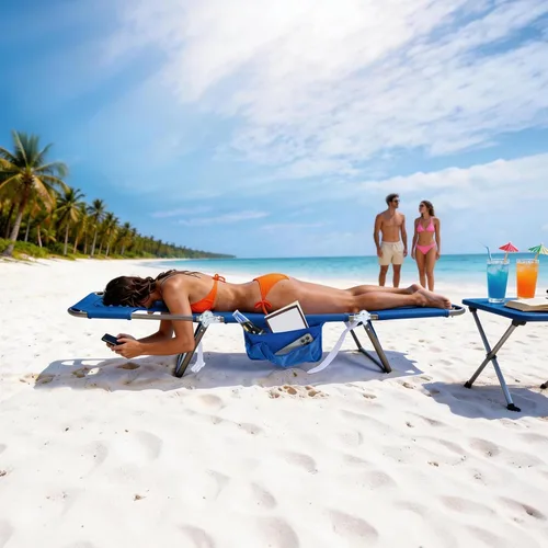 Vista 8 de SUNNYFEEL Lay Flat Silla de bronceado, tumbona boca abajo, reclinable de 5