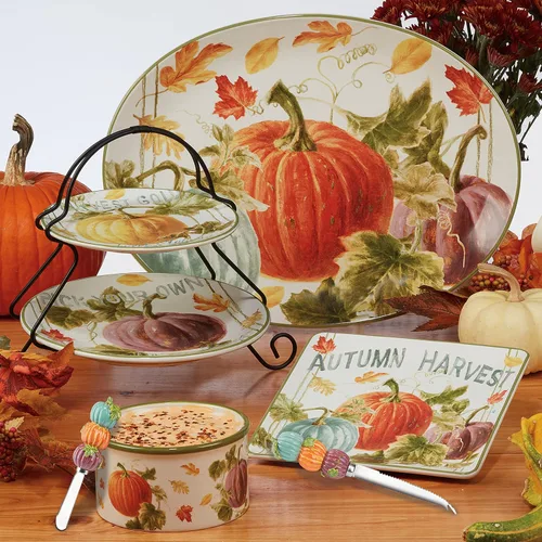 Vista 8 de Certified International Harvest Autumn Havest - Juego de vajilla de 16 piezas, servicio para 4, multicolor
