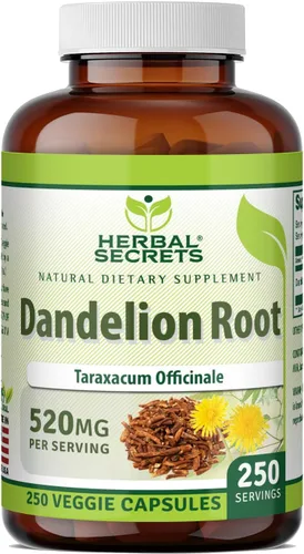 Vista 5 de Herbal Secrets Suplemento de raíz de diente de león 520 mg 120 cápsulas vegetales Sin gluten Fabricado en Estados Unidos