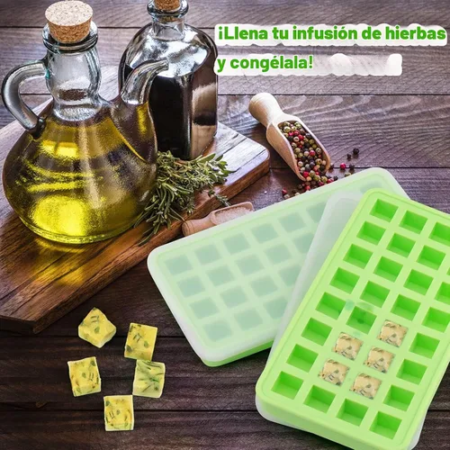 Vista 6 de AIERSA Moldes de Silicona para Cubos de Aceite Infusionado con Hierbas, 1 Pieza Bandeja Mini de Dulces Gomitas de 32 Cavidades, Moldes Cuadrados