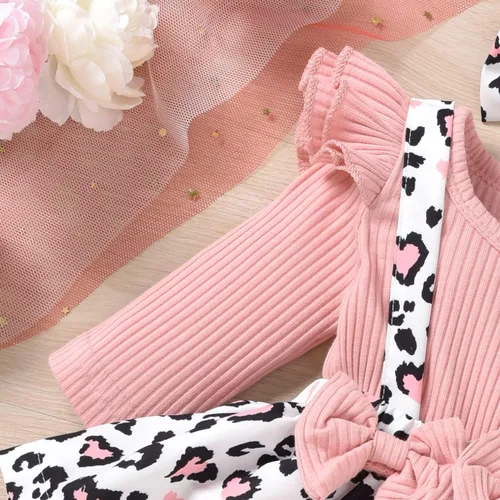 Vista 5 de Unutiylo Ropa de bebé recién nacida prematura con tirantes, traje de otoño e invierno, traje de manga larga con volantes