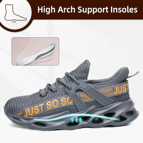 Vista 6 de Furuian Zapatos de punta de acero para mujeres y hombres, zapatos de seguridad ligeros, cómodos zapatos de trabajo con punta de acero