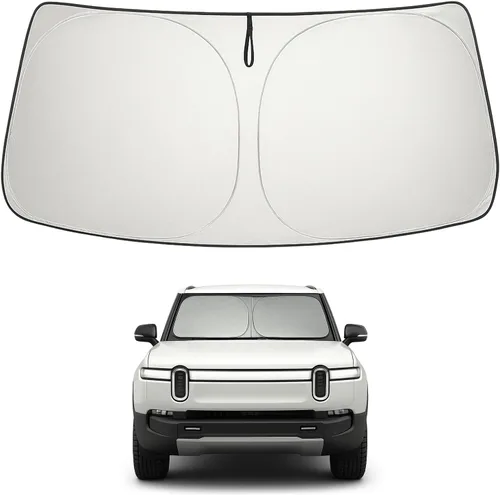 Vista 93 de Proadsy Parasol para parabrisas Rivian R1S 2022-2025 2026 de 4 capas plegable, protector de parasol frontal que bloquea los rayos UV, mantiene