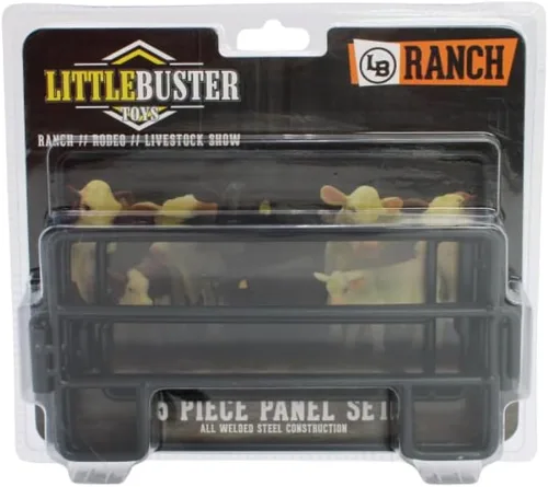 Vista 6 de Little Buster Toys Combo de 5 piezas de panel y puerta de paso – Juego de accesorios de rancho a escala 1:16 de metal negro para exhibiciones