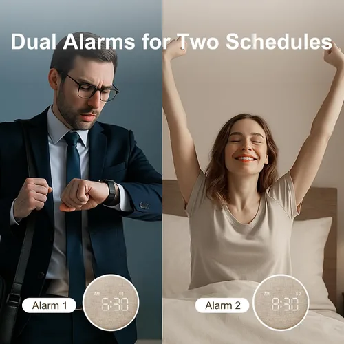 Vista 5 de REACHER Reloj despertador vibratorio de viaje para adultos con sueño pesado, reloj despertador digital doble, compacto debajo de la almohada