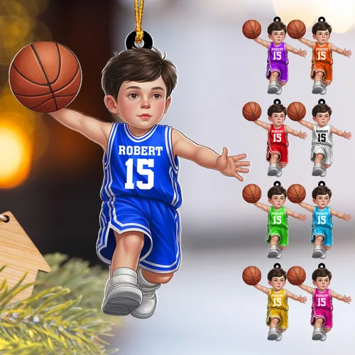 Vista 25 de Adorno Personalizado de Baloncesto 2025 - Adorno de Jugador de Baloncesto - Adornos de Árbol de Navidad de Baloncesto - Regalos de Jugador de Bkb 5
