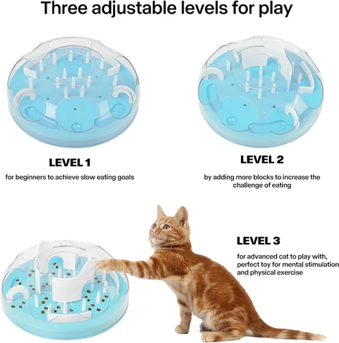 Vista 2 de Pet Prime Alimentador de rompecabezas para gatos, juguetes interactivos de enriquecimiento para gatos de interior, alimentador lento, rompecabezas