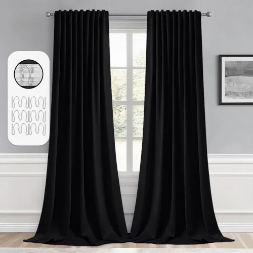 Vista 28 de MIULEE Cortinas opacas con pestaña trasera de 63 pulgadas de largo, juego de 2 paneles para sala de estar, dormitorio, privacidad, bolsillo