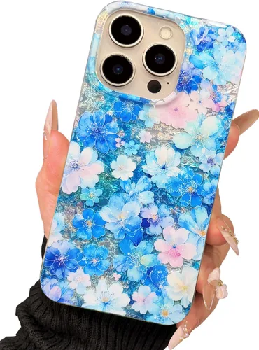 Vista 20 de I-MGAE-IN-AR Funda compacta para iPhone 12 Pro, diseño colorido de flores iridiscentes, holográfica, brillante, bonita funda para iPhone 12