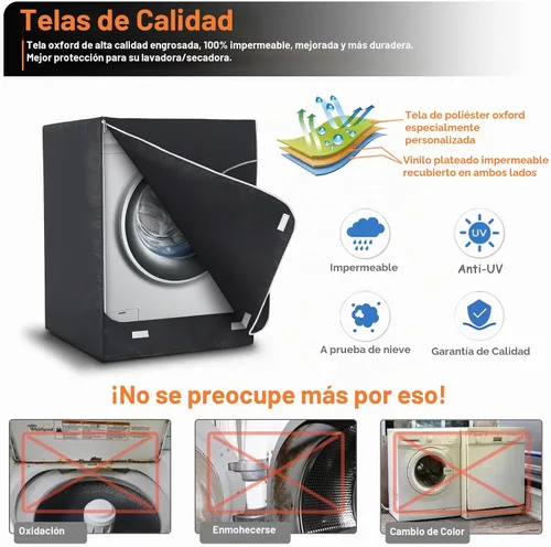 Vista 3 de AKEfit Cubierta para lavadora/secadora para carga frontal, cubierta de lavadora impermeable, a prueba de polvo y anti-UV, fundas Oxford resistentes