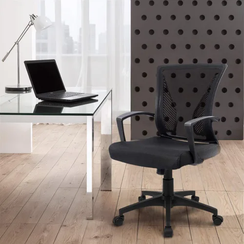 Vista 7 de Furmax Silla de oficina ergonómica de escritorio para computadora, silla de malla, respaldo medio, soporte lumbar giratorio con reposabrazos