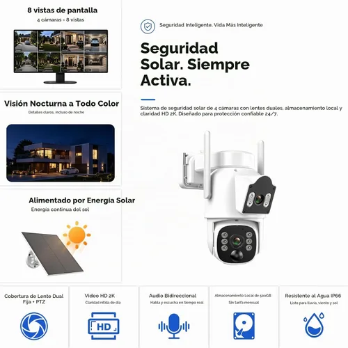 Vista 2 de Camcamp Cámaras de seguridad solares inalámbricas al aire libre