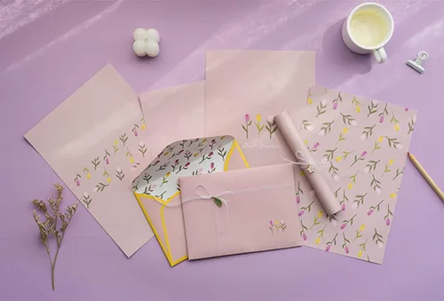 Vista 4 de Juego de 72 sobres de papel de escritura estacionario y sobres, 24 hojas de papel de letras florales, 12 sobres a juego, bonitos y encantadores