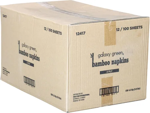 Vista 8 de Servilleta de papel desechable de bambú de 2 capas (100 unidades x paquete de 12)