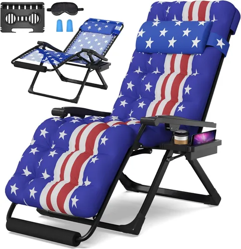 Vista 13 de Suteck - Silla de gravedad cero, sillas plegables con cerradura de aleación de aluminio Folding Patio Recliner w/Removable Pad, Adjustable