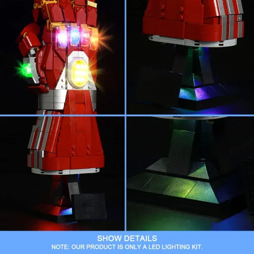 Vista 4 de VONADO Kit de luz LED para Lego Nano Gauntlet 76223, iluminación de edificios con control remoto compatible con juguete de ladrillos de guantelete