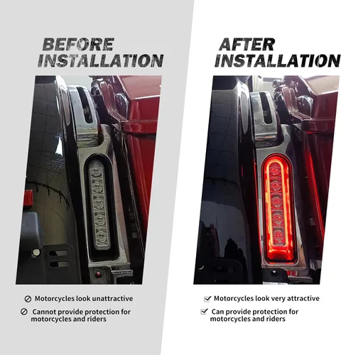 Vista 9 de Insertos de soporte para alforjas LED, panel de relleno para luz auxiliar del guardabarros, luces de freno y cola para Harley Electra Glide Road