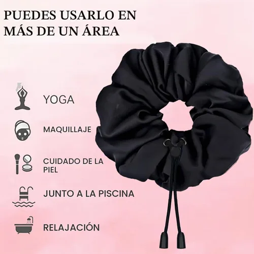 Vista 3 de 2 piezas de ligas para cabello ajustable Afro Puff, scrunchies de satén extra grandes, accesorios para Afro Puff duraderos sin daños, bandas