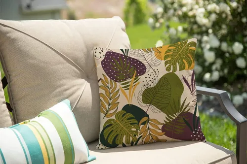 Vista 43 de Solekla Funda de almohada cuadrada de lino y algodón con flores blancas y negras, funda de cojín decorativa para sofá de 18 x 18 pulgadas Sl157