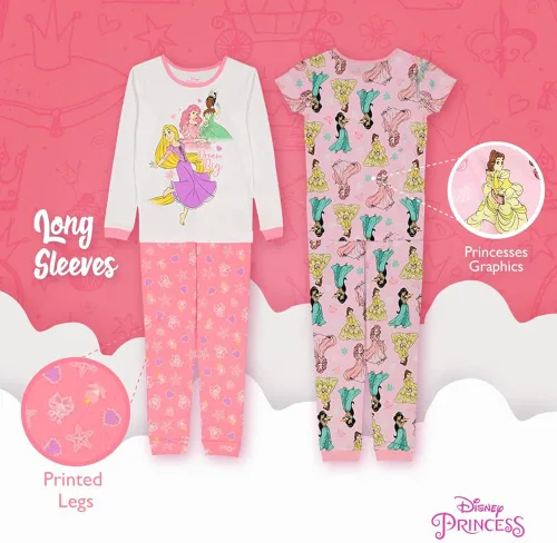 Vista 4 de Disney Conjunto de pijama de algodón ajustada de 6 piezas para niñas Frozen Princesas Minnie Mouse