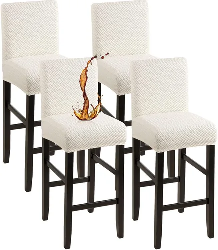Vista 11 de YISUN - Fundas para taburete de bar, mezcla de forro polar elástico y poliéster, lavables y removibles, para taburete de bar y silla alta, con Beige